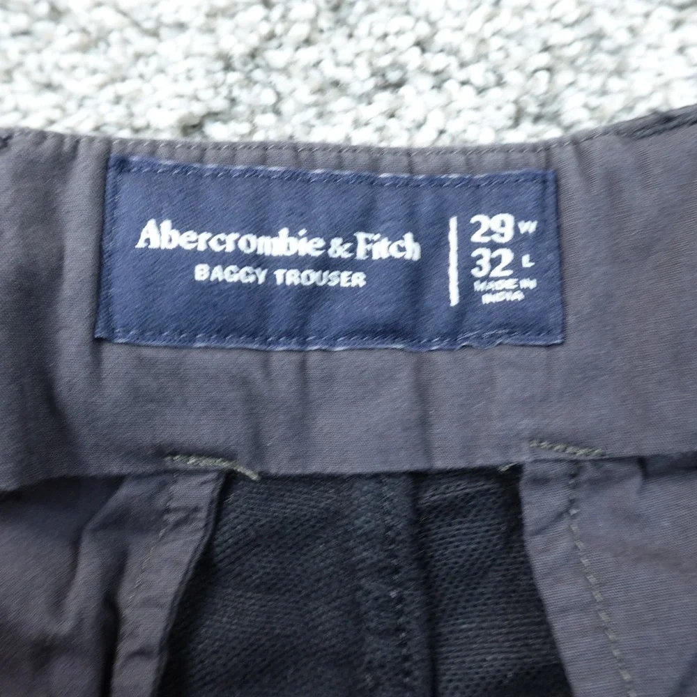 Abercrombie Fitch Pants Mens 29X32 Black Baggy Trouser Wide Leg Linen Chino